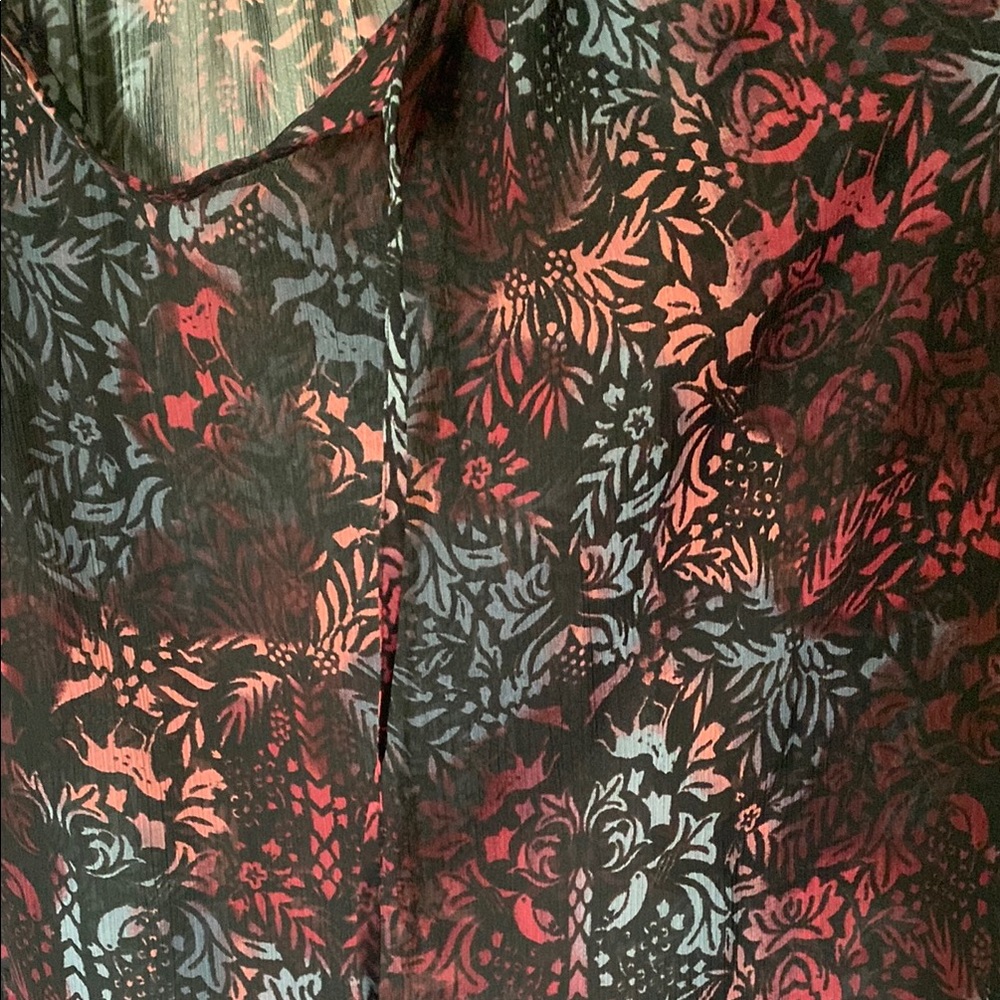 Floral horses Cold Shoulder Top - Blue Pink Black and Red